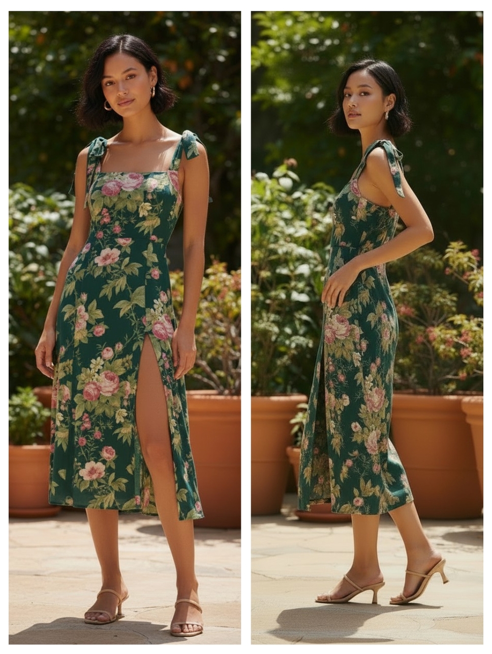 Reformation Twilight Dress Green Floral